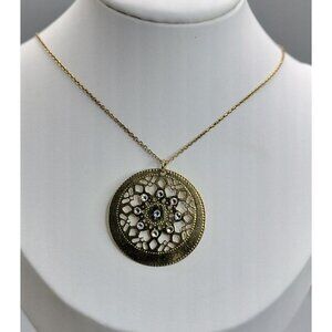 Golden Clef Vermeil Rhinestone Snowflake Pendant Necklace 925 AR 1758 AR Italy